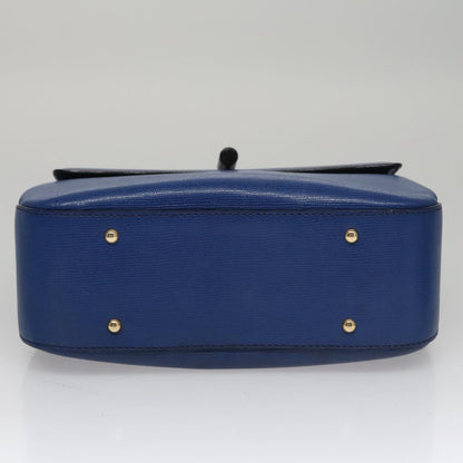 Celine Vintage turn lock shoulder bag Leather, BLUE, LEATHER, Handbag