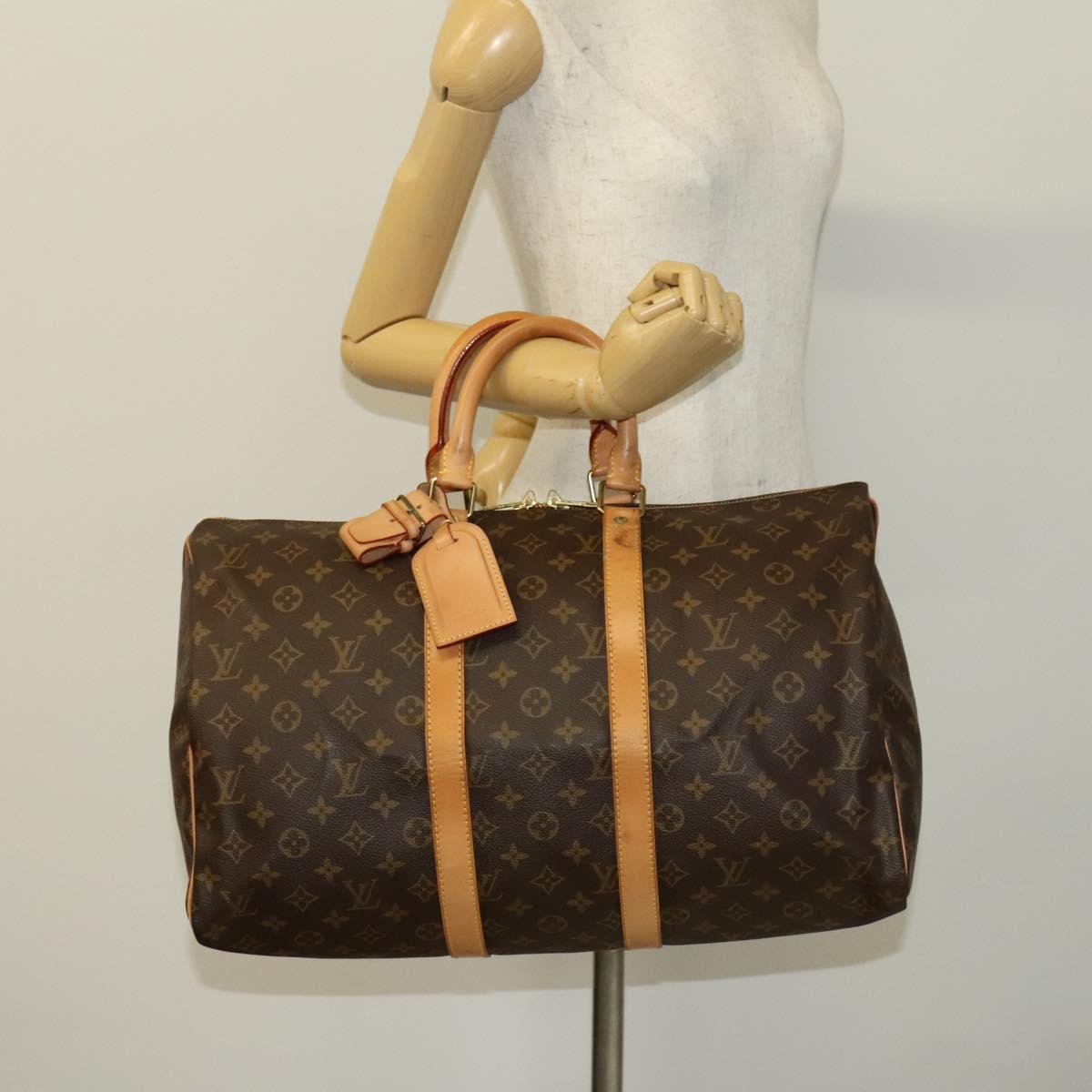 Louis Vuitton Keepall Bag Monogram Canvas, BROWN, CANVAS, Travel bag