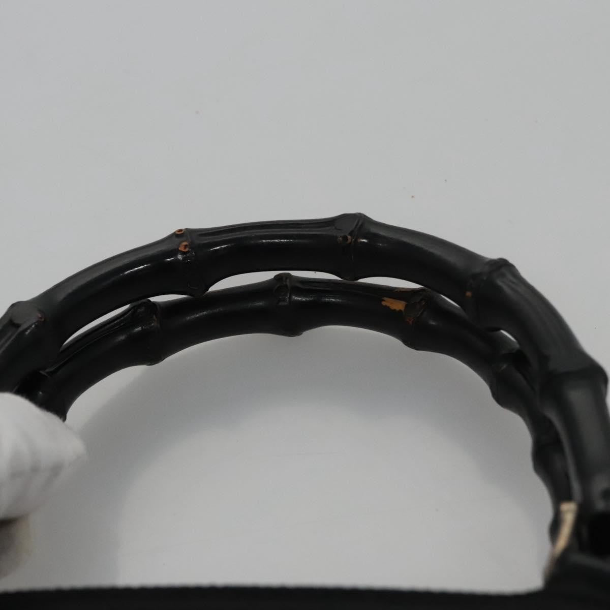 Gucci Vintage Bamboo Handle Bag Nylon, BLACK, CANVAS, Handbag