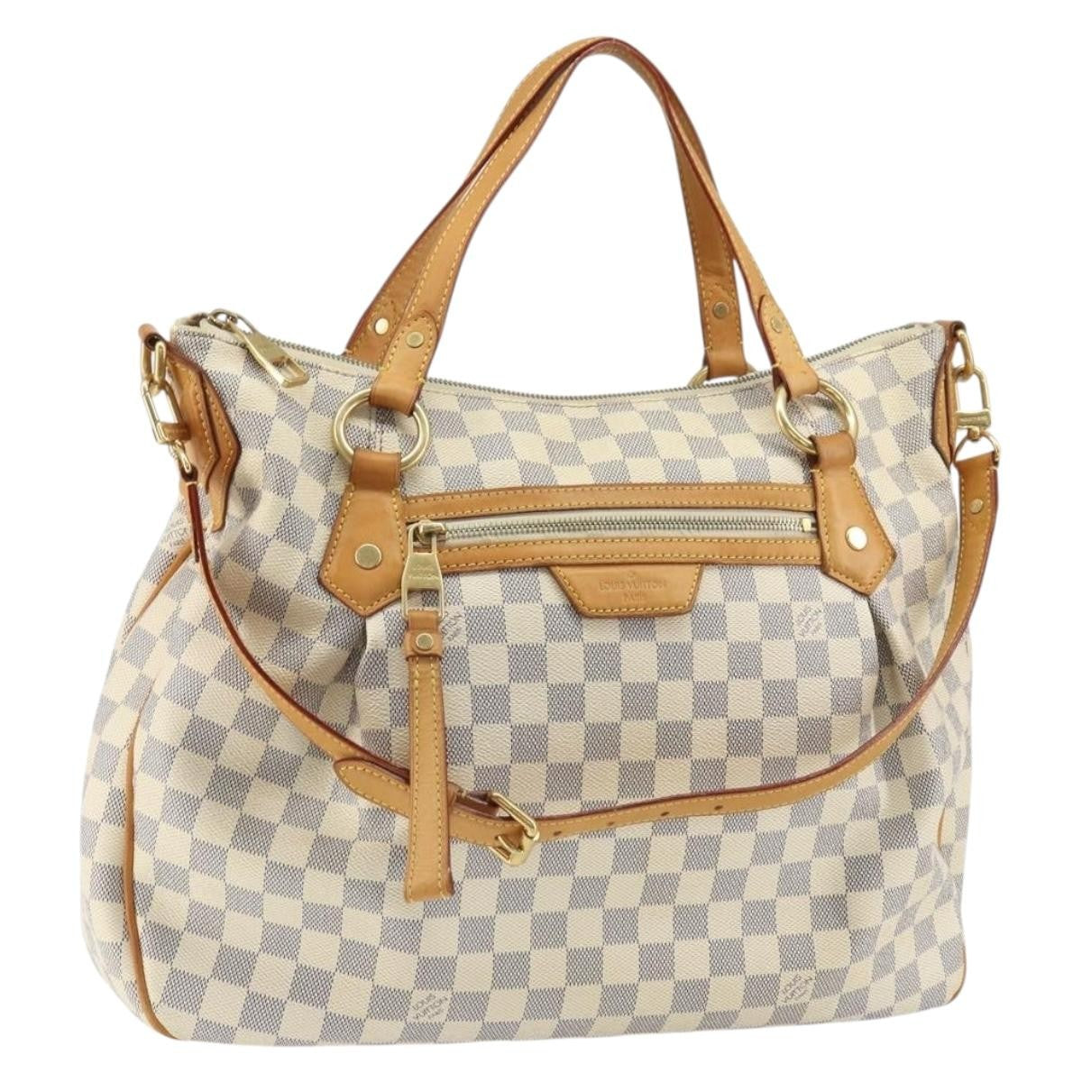 Louis Vuitton Evora Handbag Damier, WHITE, CANVAS, Tote bag