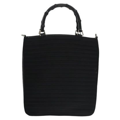 Gucci Vintage Bamboo Handle Bag Nylon, BLACK, CANVAS, Handbag