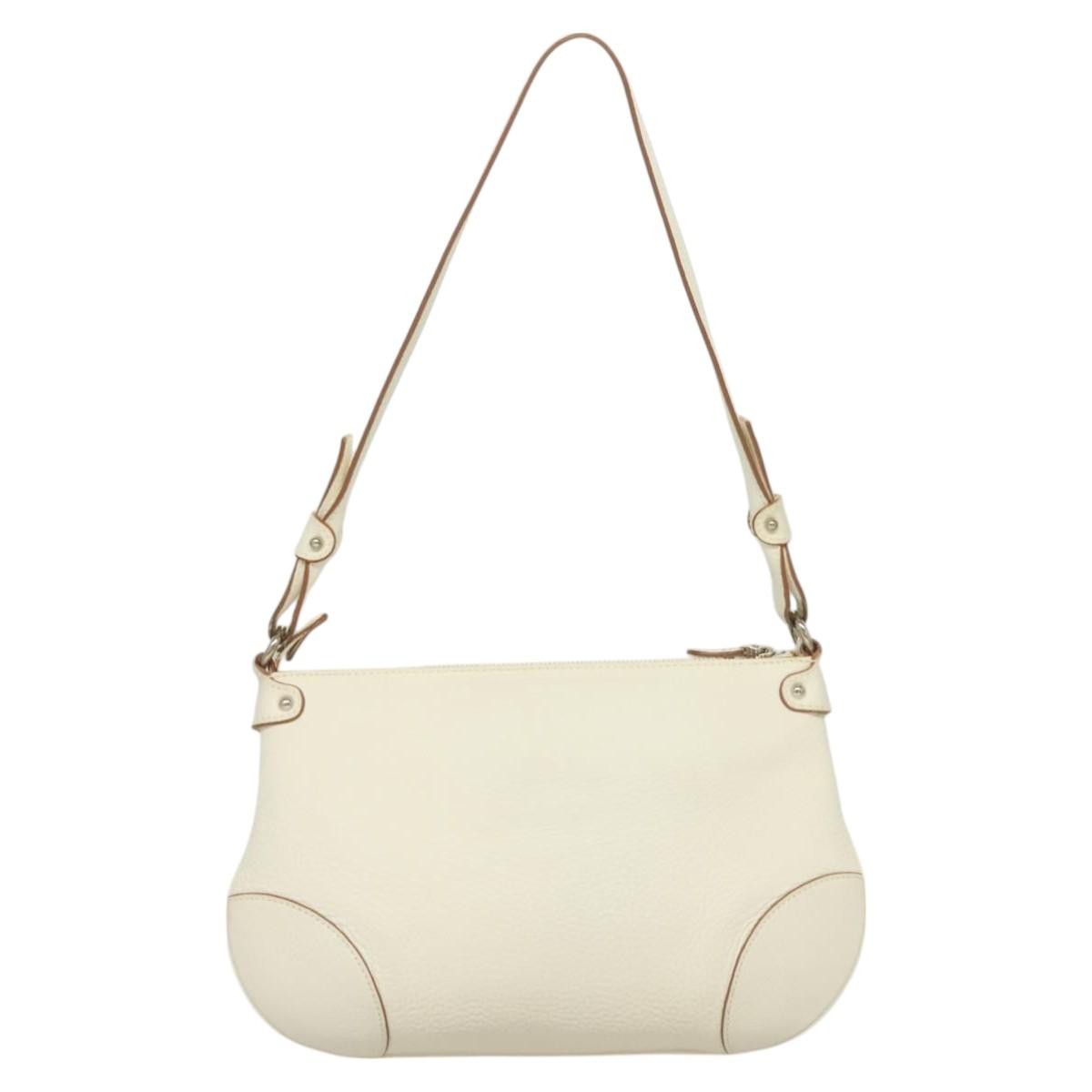 Salvatore Ferragamo Gancini Shoulder Bag Leather, WHITE, LEATHER, Shoulder bag