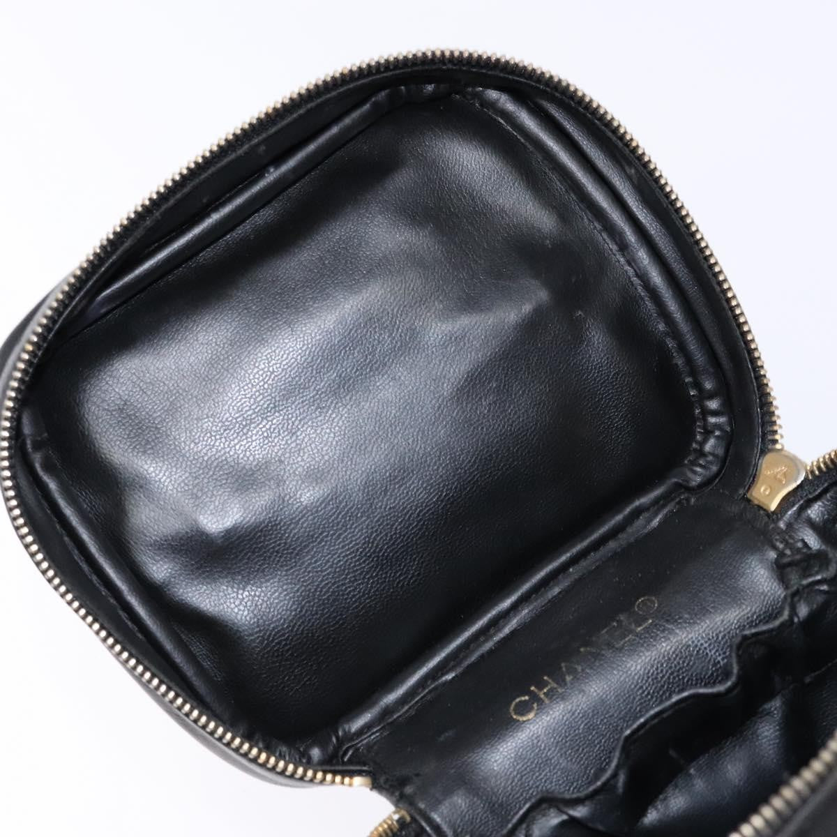 Chanel Vanity pouch Leather, BLACK, LEATHER, Toiletry Case