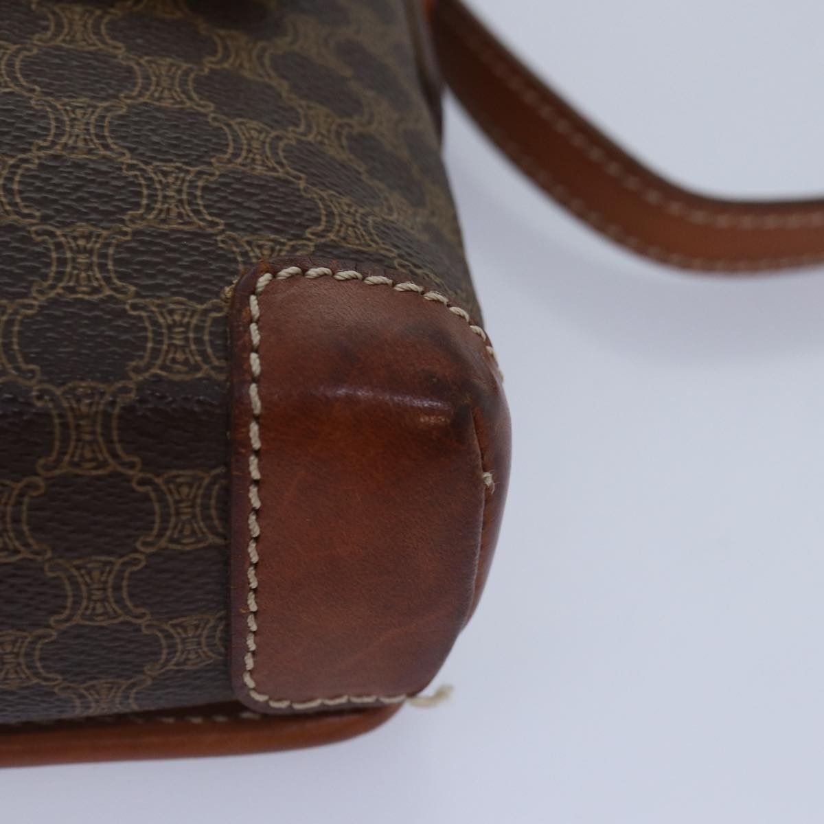 Celine Vintage Macadam Shoulder Bag Canvas and Leather, BROWN, CANVAS, Shoulder bag