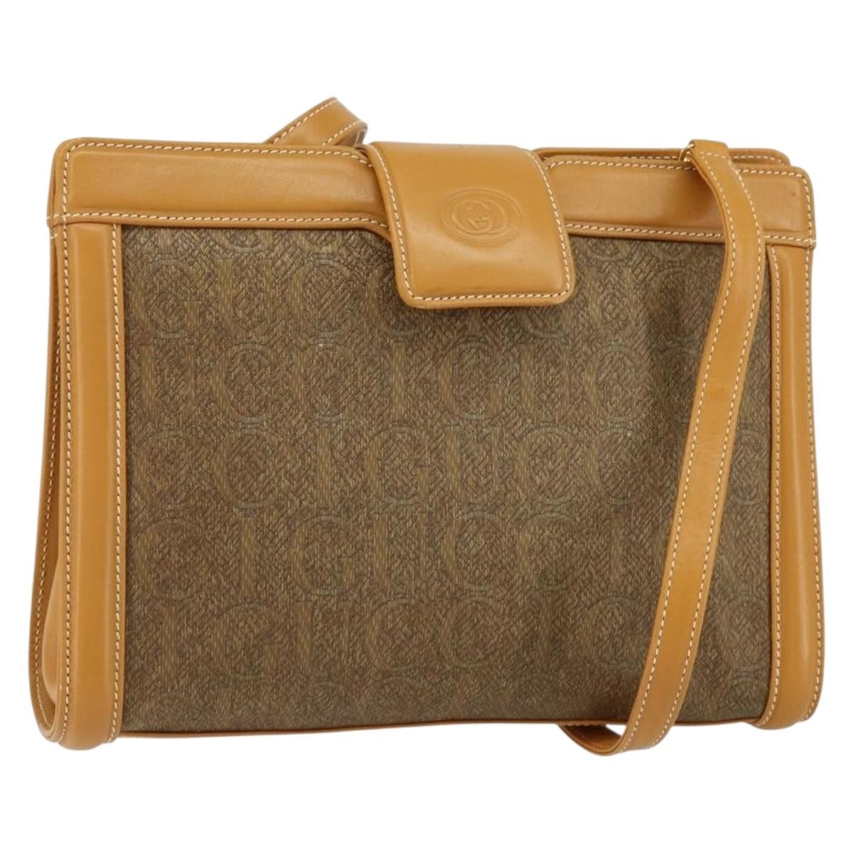 Gucci Vintage Shoulder Bag Canvas and Leather, BEIGE, CANVAS, Shoulder bag