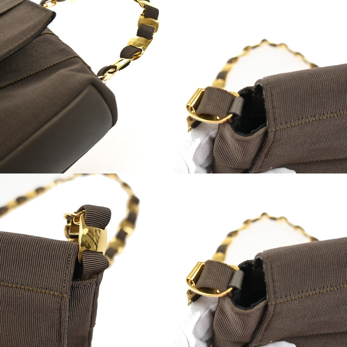 Salvatore Ferragamo Vala Shoulder Bag Canvas, Brown, Canvas, Shoulder Bag