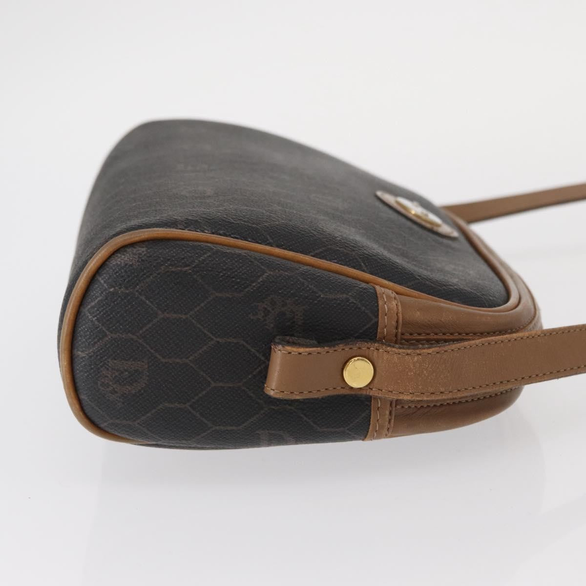 Christian Dior Vintage Honeycomb Shoulder Bag Canvas and Leather, BLACK, CANVAS, Shoulder bag