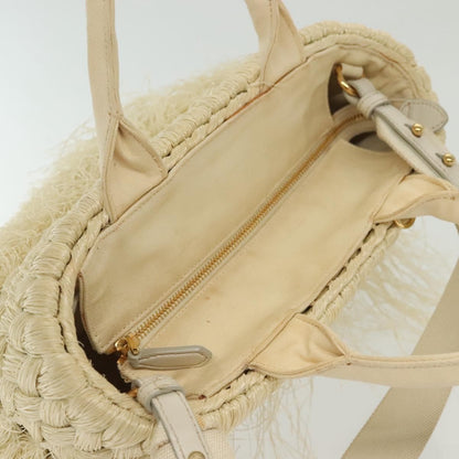 Prada Fringe Wicker Tote Woven Straw, GOLD, WOOD, Handbag