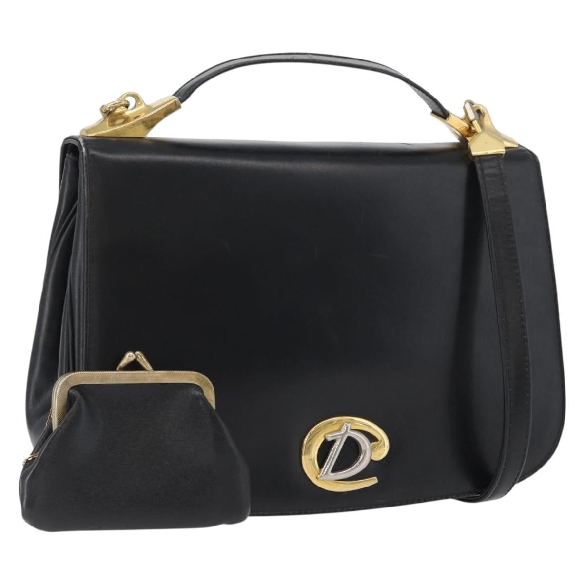 Christian Dior Vintage CD Logo Shoulder Bag Leather, BLACK, LEATHER, Shoulder bag