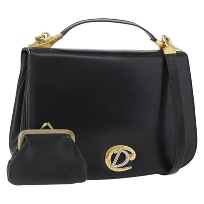 Christian Dior Vintage CD Logo Shoulder Bag Leather, BLACK, LEATHER, Shoulder bag