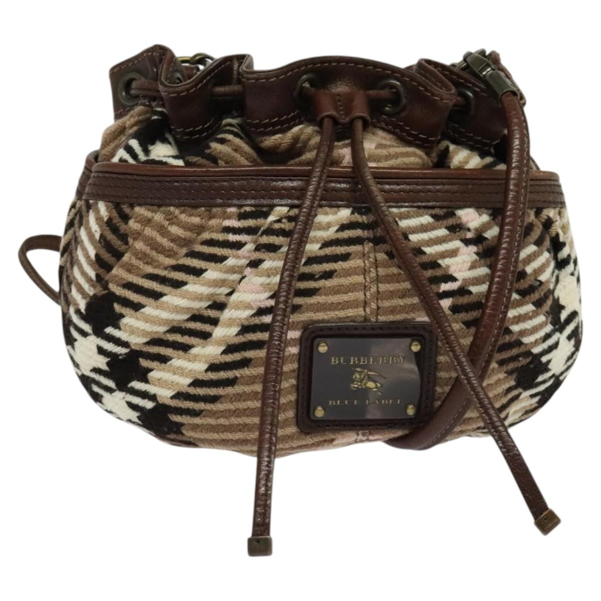 Burberry Blue Label Handbag Wool, BROWN, WOOL, Shoulder bag