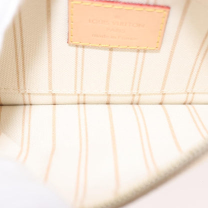 Louis Vuitton Neverfull Pochette Damier, WHITE, CANVAS, Clutche & pouche