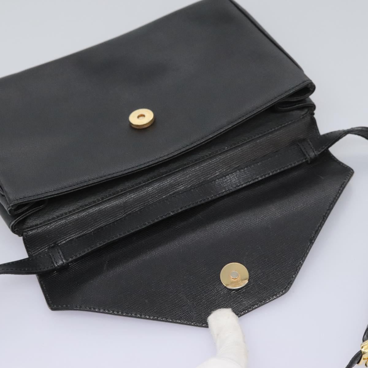 Celine Vintage Circle Logo Crossbody Bag Leather, BLACK, LEATHER, Crossbody bag