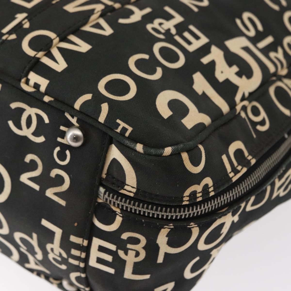 Chanel Boston Zip Tote Quilted Canvas, BLACK, CANVAS, Tote bag