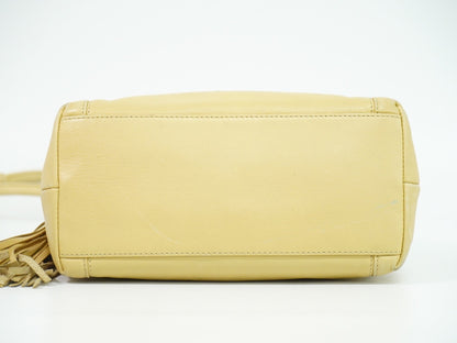 Chanel Vintage CC Tassel Shoulder Bag Lambskin, BEIGE, LEATHER, Shoulder bag