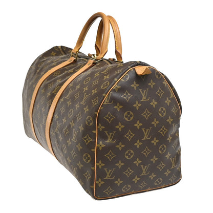 Louis Vuitton Keepall Bag Monogram Canvas, BROWN, CANVAS, Travel bag