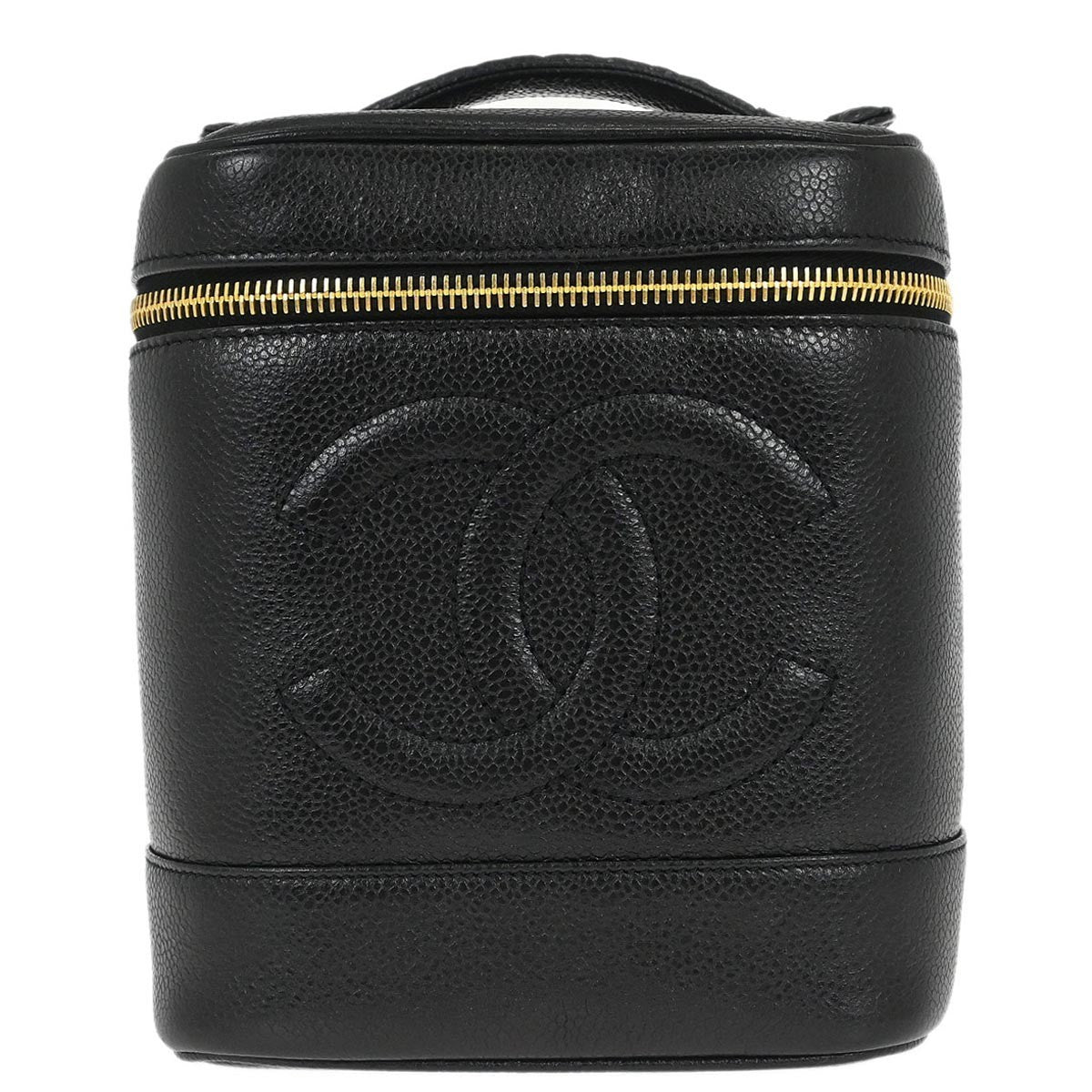 Chanel Vintage Timeless Cosmetic Case Caviar, BLACK, LEATHER, Handbag