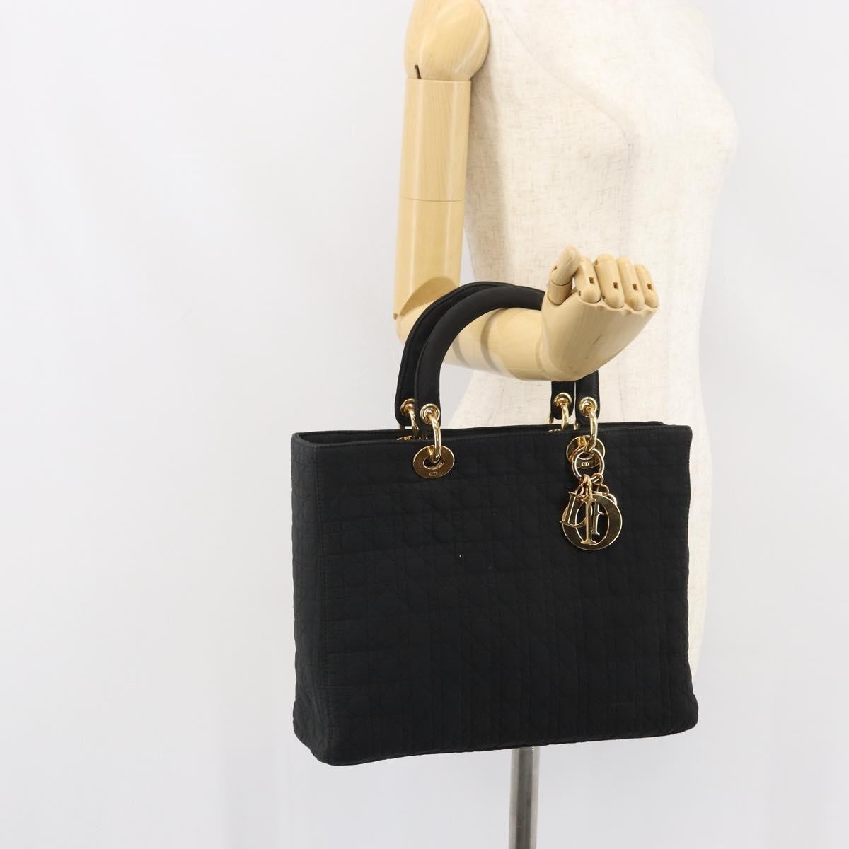Christian Dior Vintage Lady Dior Bag Cannage Quilt Nylon, BLACK, NYLON, Handbag