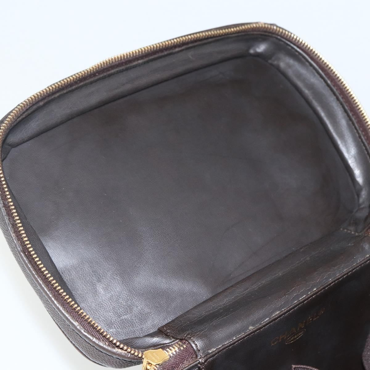 Chanel Vintage Timeless Vanity Case Caviar, BROWN, LEATHER, Handbag