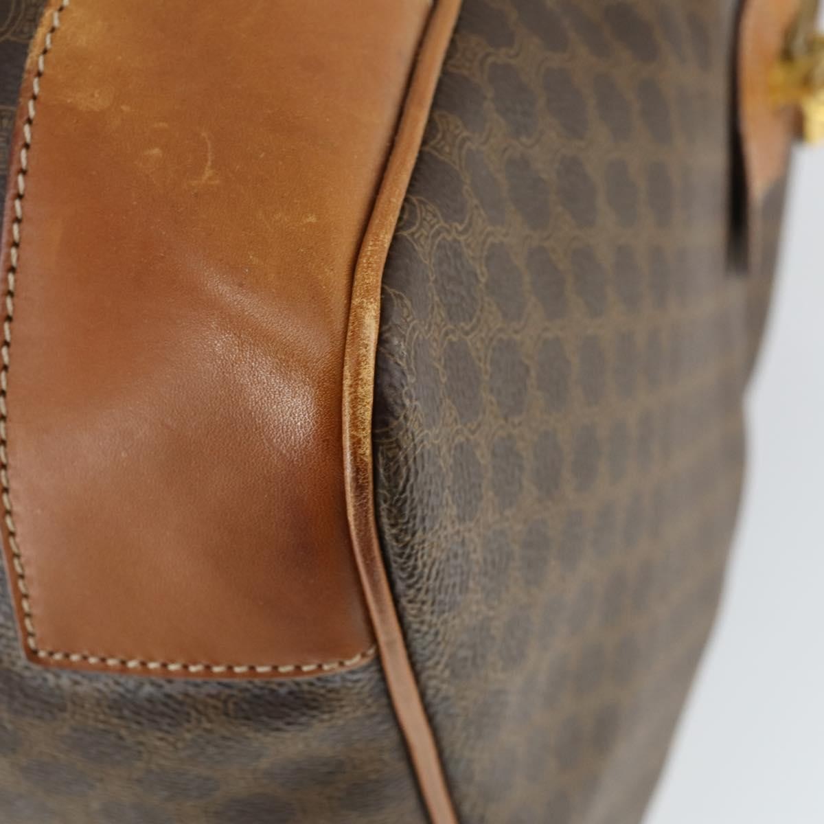 Celine Vintage Macadam Boston bag Canvas and Leather, BROWN, CANVAS, Travel bag
