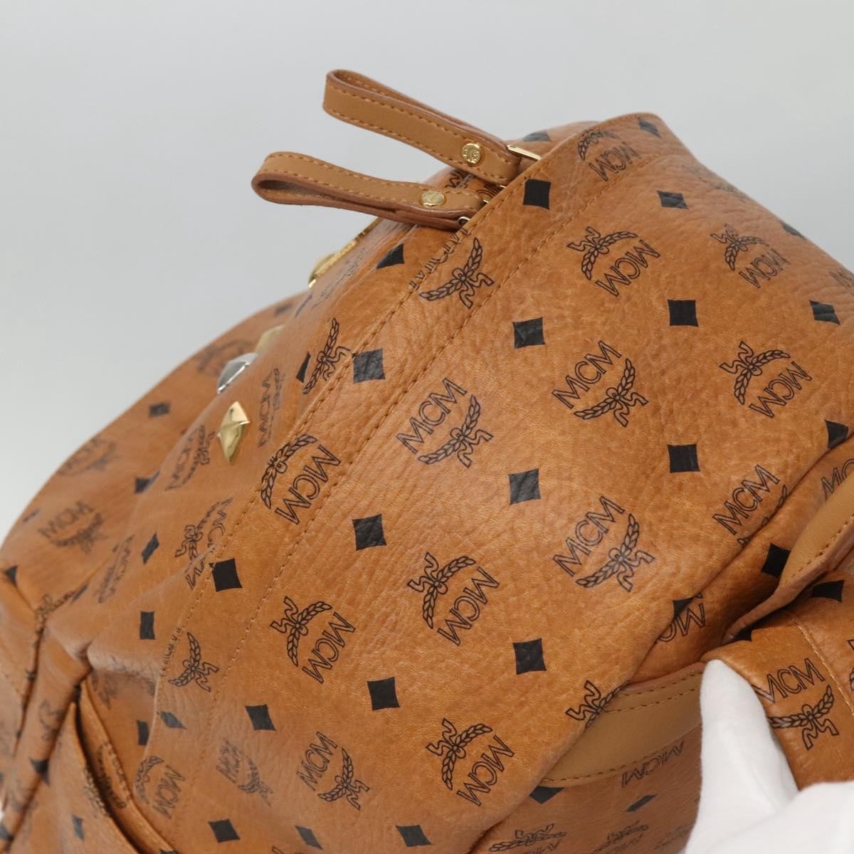 MCM Vicetos Logo PVC Cuir, BROWN, CANVAS, Backpack