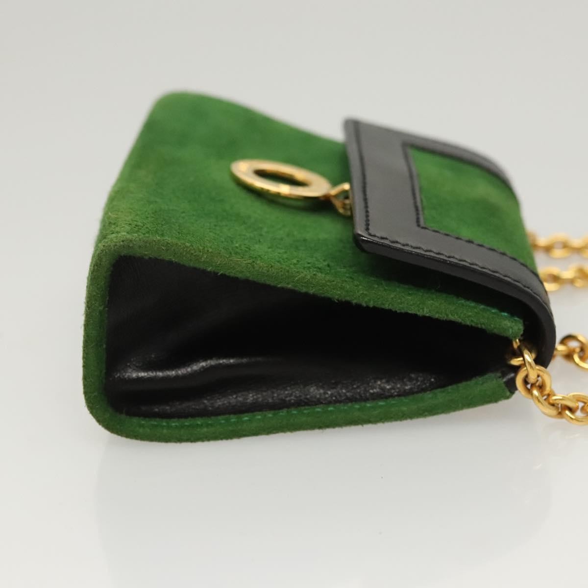 Celine Circle logo Suede and Leather, GREEN, SUEDE, Clutche & pouche