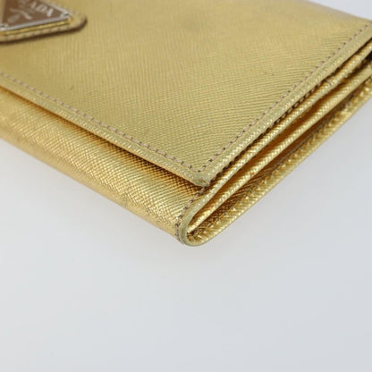 Prada Continental Wallet Saffiano Leather, GOLD, LEATHER, Wallets