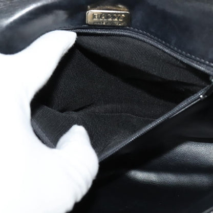 Bally Vintage Chain Shoulder Bag Quilted Leather, Navy, Leather, Shoulder Bag