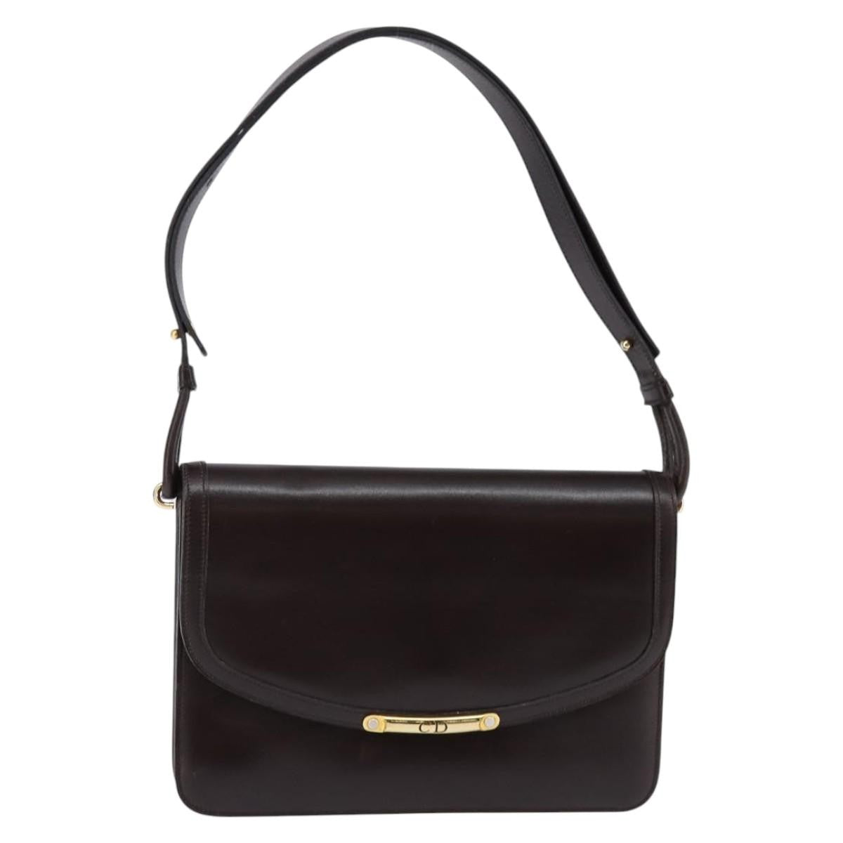 Christian Dior Flap Shoulder Bag Leather, BROWN, LEATHER, Shoulder bag
