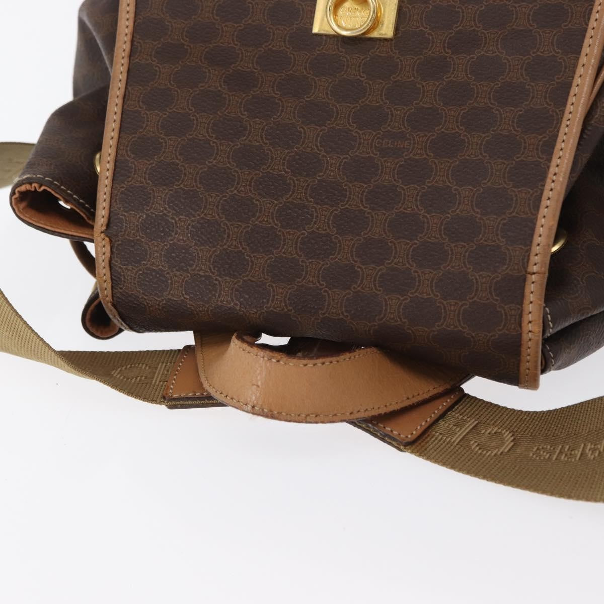 Celine Vintage Macadam Backpack Canvas and Leather, BROWN, CANVAS, Backpack