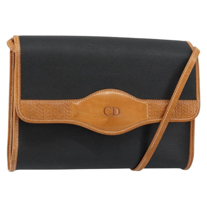 Christian Dior Vintage CD Logo Shoulder Bag Leather, BLACK, LEATHER, Shoulder bag