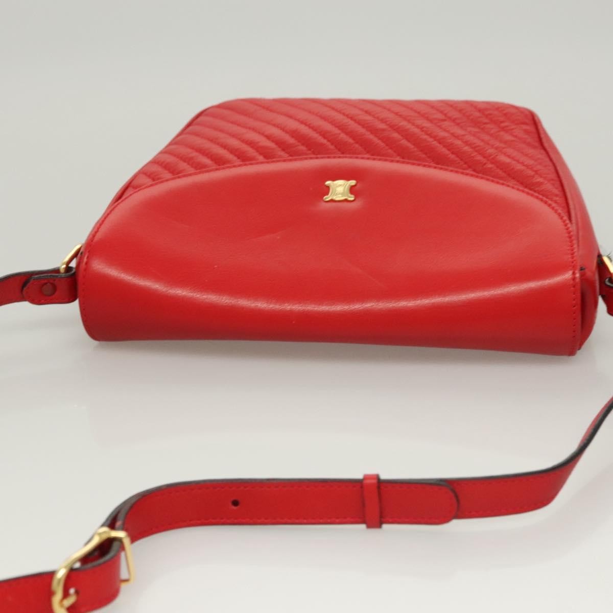 Celine Vintage Triomphe Shoulder Bag Leather, RED, LEATHER, Shoulder bag