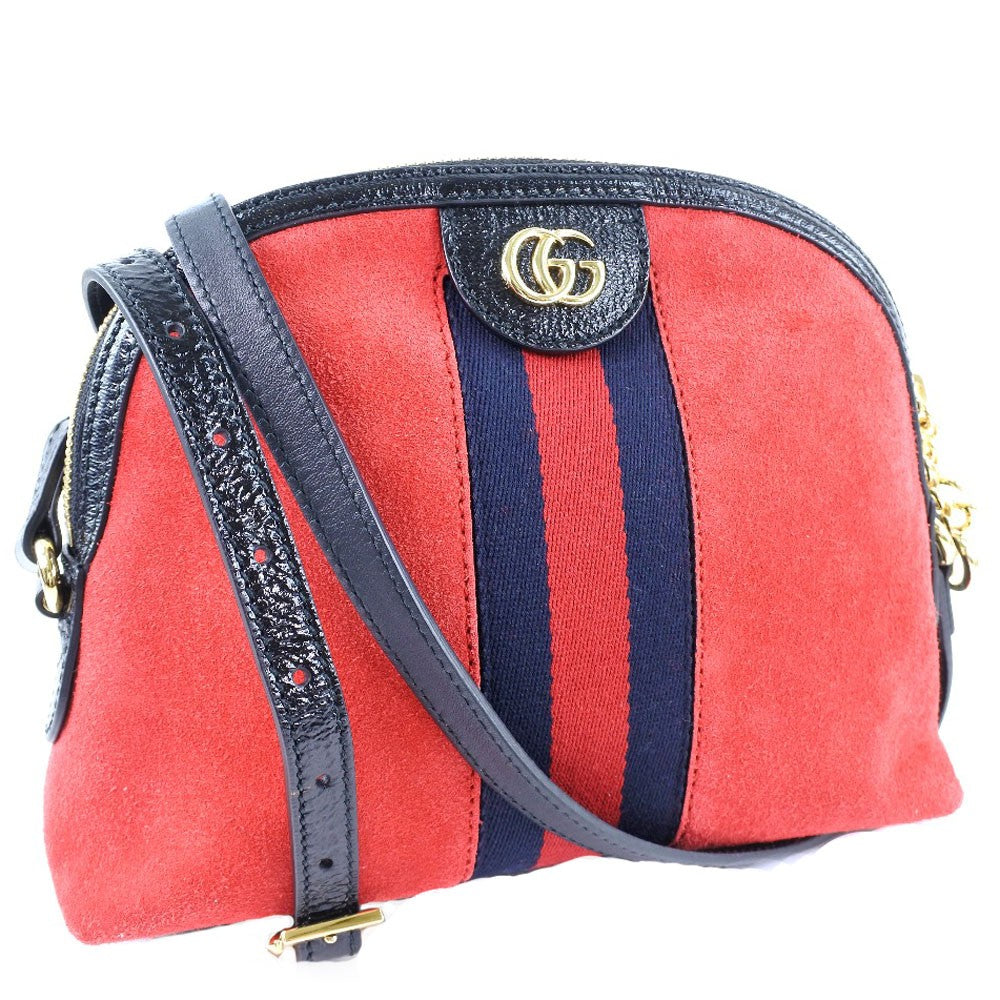 Gucci Ophidia Dome Shoulder Bag Suede, RED, SUEDE, Shoulder bag