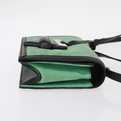 Loewe Barcelona Shoulder Bag Suede with Leather, GREEN, SUEDE, Shoulder bag
