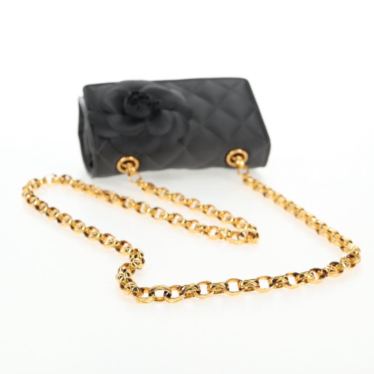 Chanel Vintage Camellia Flap Bag Satin, GRAY, SATIN, Clutche & pouche
