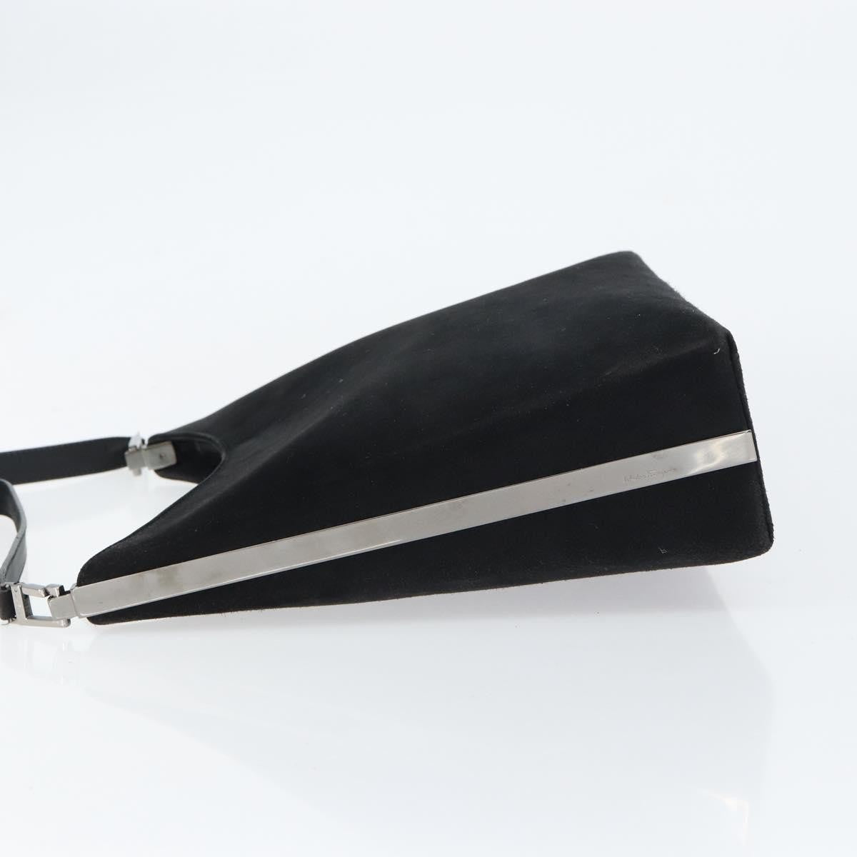 Salvatore Ferragamo Vintage Shoulder Bag Suede, BLACK, SUEDE, Shoulder bag
