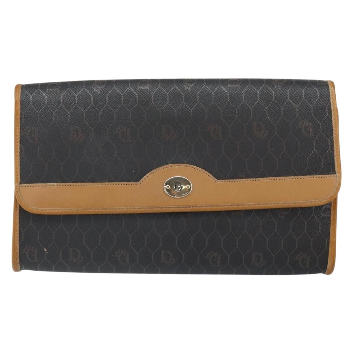 Christian Dior Vintage Honeycomb chain Canvas, BLACK, CANVAS, Shoulder bag