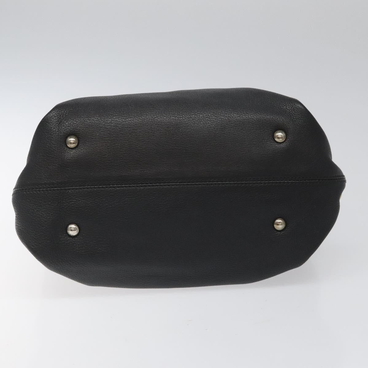 Salvatore Ferragamo Gancini handbag Leather, BLACK, LEATHER, Handbag