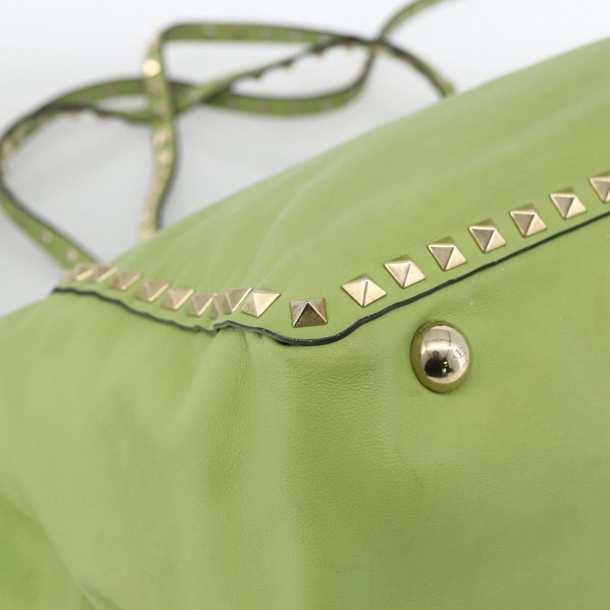 Valentino Garavani Rockstud Tote Textured Leather, GREEN, LEATHER, Tote bag