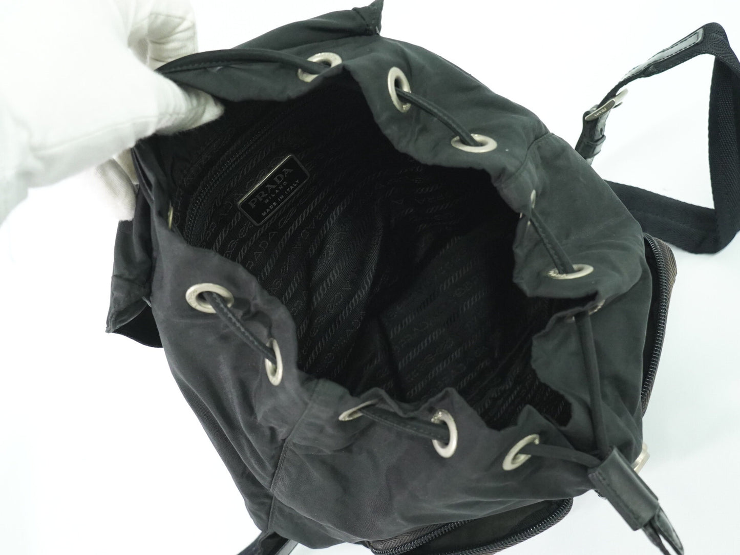 Prada Double Front Pocket Backpack Tessuto, BLACK, NYLON, Backpack