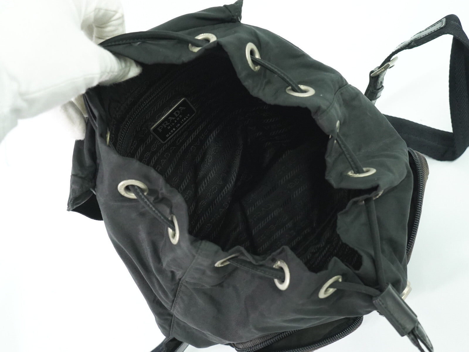 Prada Double Front Pocket Backpack Tessuto, BLACK, NYLON, Backpack