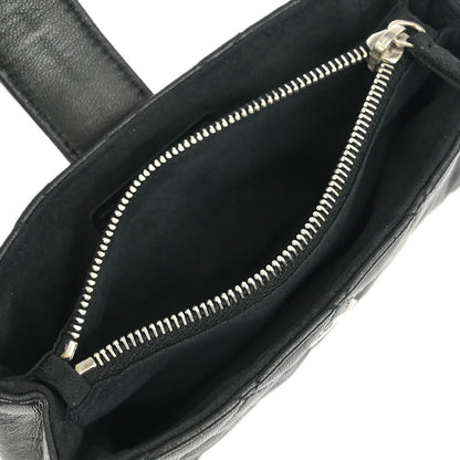 Chanel Chain Phone Holder Crossbody Bag Quilted Lambskin, BLACK, LEATHER, Clutche & pouche