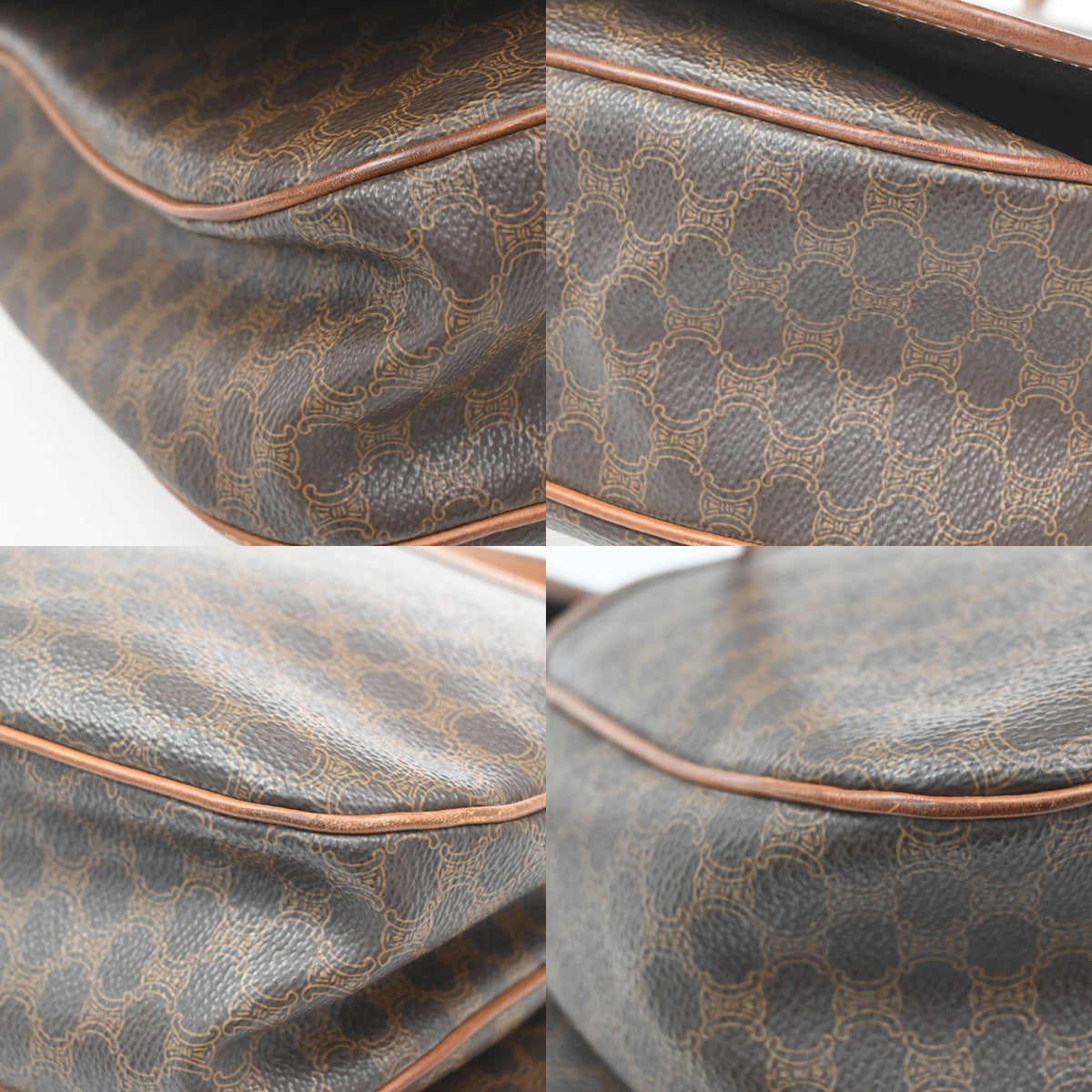 Celine Vintage Macadam Shoulder Bag Canvas and Leather, BROWN, CANVAS, Shoulder bag