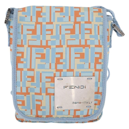 Fendi Logo Zucca Shoulder Bag Zucca, BLUE, CANVAS, Shoulder bag