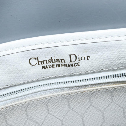 Christian Dior Vintage Honeycomb Flap Crossbody Bag Canvas and Leather, WHITE, CANVAS, Shoulder bag
