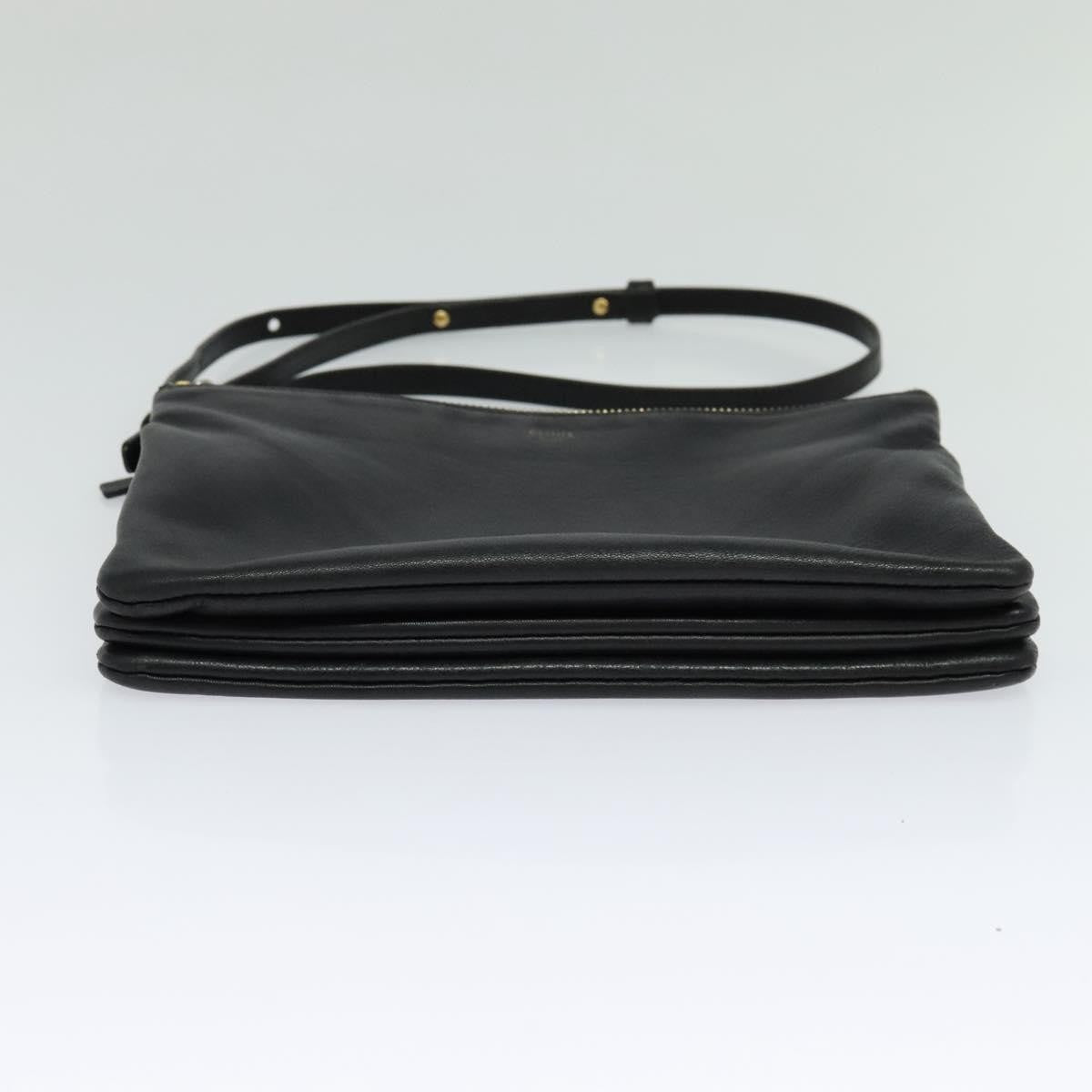 Celine Trio Crossbody Bag Leather, BLACK, LEATHER, Crossbody bag
