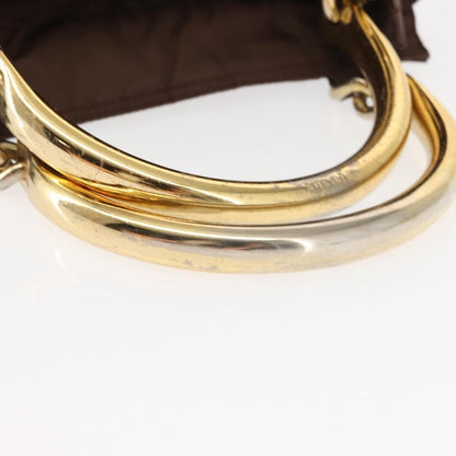 Prada Metal Handles Tote Tessuto, BROWN, NYLON, Handbag