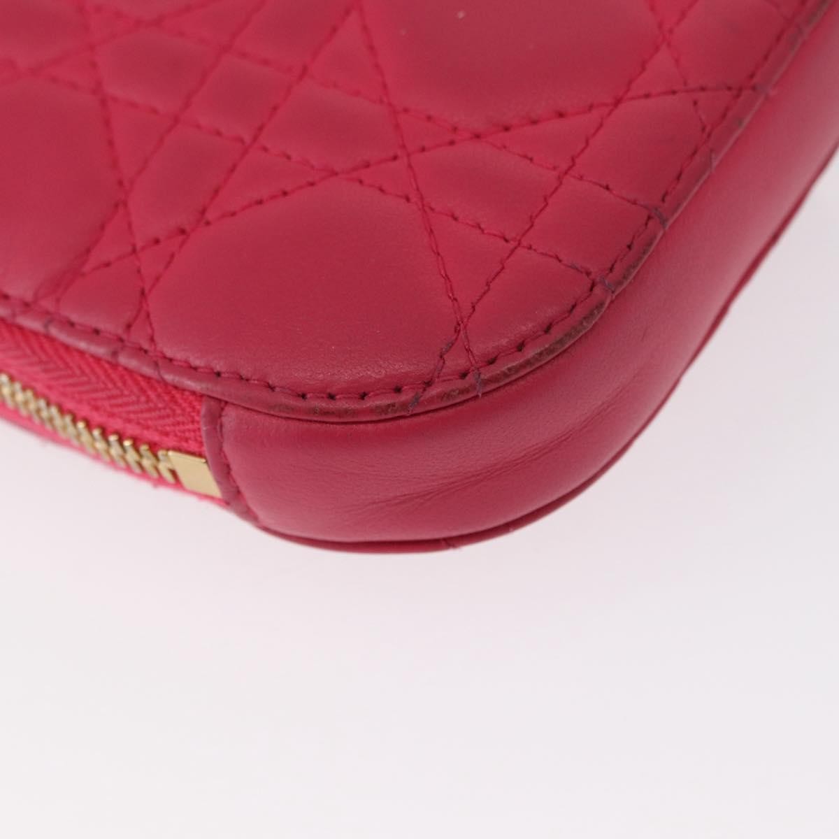 Christian Dior Lady Dior Phone Holder on Chain Cannage Quilt Lambskin, PINK, LEATHER, Clutche & pouche
