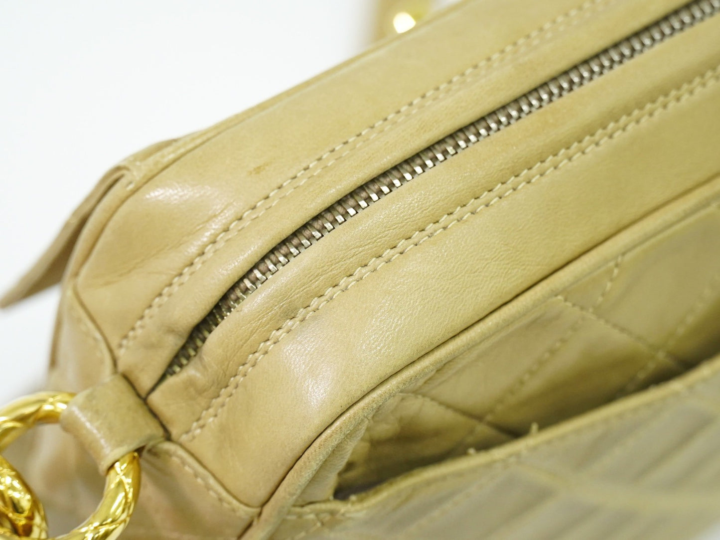 Chanel Vintage Camera bag Quilted Lambskin, BEIGE, LEATHER, Crossbody bag