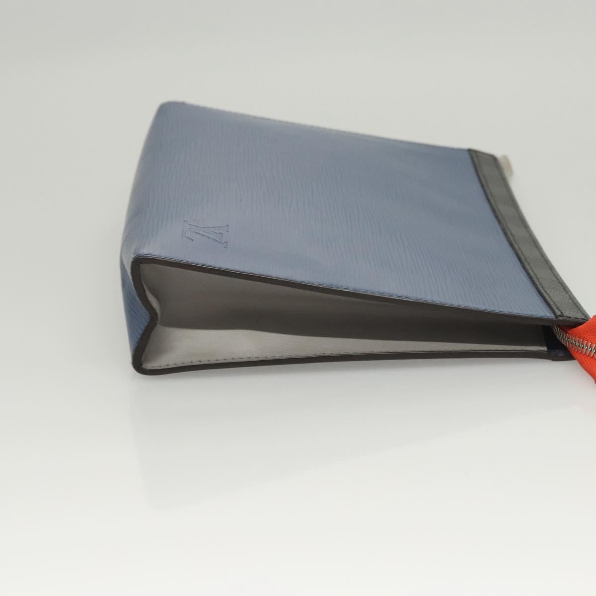 Louis Vuitton Pochette Voyage Epi Leather with Damier Graphite, BLUE, LEATHER, Clutche & pouche